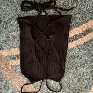 Black tie up tank